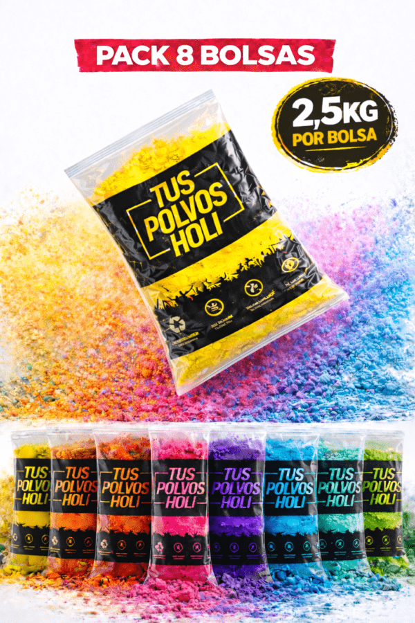 Pack 8 Bolsas 2,5 kg Polvos Holi
